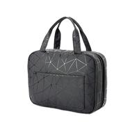 Travel Toiletry Bag, Toiletry Organiser, Travel Cosmetic Container, 4 Compartments Travel Organizer with Hook, Waterproof Storage Bags 73cm/28in for Shampoo, Conditioner, and Cosmetics (Black/Pink)