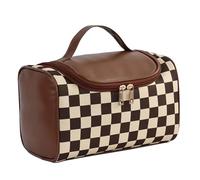 Travel Toiletry Bag, Travel Makeup Bag, Zipper Cosmetic Bag, Makeup Organizer Pouch, Cosmetic Stuff Bags, Powder Brush Holder, Checkboard Plaid Pouch, Toiletry Organizer for Powder Brush, Eyeliner,