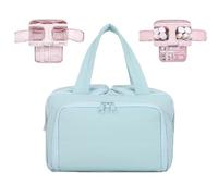 Travel Toiletry Bag,Waterproof Toiletry Bag,Lightweight Large Wide-Open Travel Bag for Women,Puffy Cosmetic Makeup Bag Organizer with Handle for Accessories,Essentials, Toiletries (Blue)