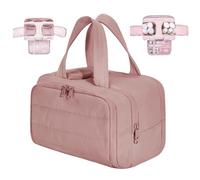 Travel Toiletry Bag,Waterproof Toiletry Bag,Lightweight Large Wide-Open Travel Bag for Women,Puffy Cosmetic Makeup Bag Organizer with Handle for Accessories,Essentials, Toiletries (Dark Pink)