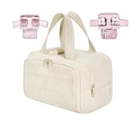 Travel Toiletry Bag,Waterproof Toiletry Bag,Lightweight Large Wide-Open Travel Bag for Women,Puffy Cosmetic Makeup Bag Organizer with Handle for Accessories,Essentials, Toiletries (White)