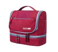 Travel Toiletry Bag with Hook, Bathroom Storage Bag, Cosmetic Storage Bag with Zipper, Women's Travel Toiletry Organizer, Travel Cosmetic Bag with Hook, Travel Bathroom Organizer, Wine Red,