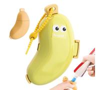 Travel Toothbrush Holder, Silicone Banana Case, 1.18x3.43 Inches Toothpaste Dispenser System, Portable Hygiene Storage Cover, Care Organizer for Cruise Countertop Sink Vanity Shower Restroom Home Use