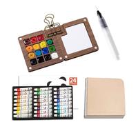 Travel Watercolor Set - Artist Watercolor Sets For Travel | Pocket Watercolour Palette Set 24 Color Paints, Portable Box For Painters Artists And Students