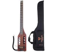 Traveler Guitar Guitarra acústica ultraligera marrón antiguo para zurdos | Acústica portátil con reposapiés extraíble | Guitarra sin cabeza a escala completa de 24 3/4 pulgadas | Bolsa de concierto