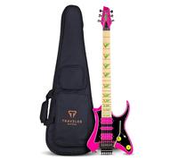 Traveler Guitar Guitarra eléctrica Vaibrant Deluxe de 6 cuerdas, derecha, rosa intenso, (V88X HPKGMP)