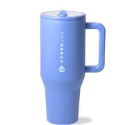 Traveler - Taza moderna con asa y pajita plegable simple, para portavasos de coche, botella de agua a prueba de derrames, reutilizable, acero inoxidable aislado y base de goma
