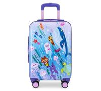 Traveler's Choice JoJo the Bear's Adventure - Maleta de mano para niños, maleta giratoria rígida de 20 pulgadas, expandible con bolsillo AirTag, maleta de viaje para niños y niñas, bajo el mar