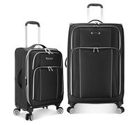 Traveler's Choice Lares Softside Expandable Luggage with Spinner Wheels, Black, 2 Piece Luggage Set