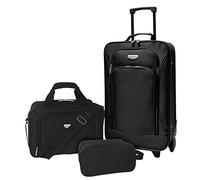 Travelers Club - Juego de Equipaje Extensible de 3 Piezas con 20 Pulgadas, 14 Pulgadas y 10 Pulgadas de Viaje, Negro -, Set de 3 Piezas, Juego de Equipaje de Mano de 3 Piezas Euro