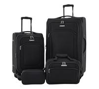 Travelers Club Juego de Equipaje y Viaje Soulana de 4 Piezas, Black, Paquete de 4, Juego de Equipaje y Viaje Soulana de 4 Piezas