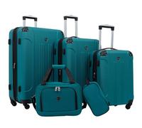 Travelers Club - Maleta Chicago rígida expandible con Ruedas giratorias, Juego de 5, Teal (Gris Azulado)