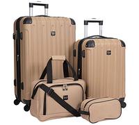Travelers Club Midtown Hardside Luggage Travel, Tan, 4-Piece Set