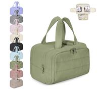 Travelfree Toiletry Bag, Large Capacity Wide-Open Travel Cosmetic Bag, Waterproof Wet/Dry Separation (Army Green)