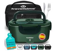 TRAVELISIMO Fiambrera Electrica 100W Taper Electrico para Comida 1,5L Fiambrera Termica 3 en 1 12V/24V/220V - Fiambreras Comida Trabajo Para Coche y Camión, Marmita Electrica en Acero Inoxidable