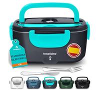TRAVELISIMO Fiambrera Electrica 100W Taper Electrico para Comida 1,5L Fiambrera Termica 3 en 1 12V/24V/220V - Fiambreras Comida Trabajo Para Coche y Camión, Marmita Electrica en Acero Inoxidable
