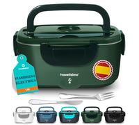 TRAVELISIMO Fiambrera Electrica 100W Taper Electrico para Comida 1,5L Fiambrera Termica 3 en 1 12V/24V/220V - Fiambreras Comida Trabajo Para Coche y Camión, Marmita Electrica en Acero Inoxidable