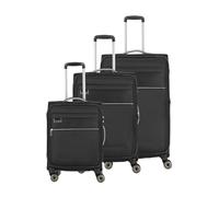 travelite Juego de Maletas de 3 Piezas Soft Shell, 4 Ruedas, Tallas S-M-L, sostenible, MIIGO, Juego de Equipaje de Viaje Hecho de Material Reciclado, candado TSA, tamaños de Maleta L + M Ampliable