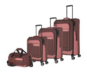 travelite Juego de Maletas de 4 Ruedas Soft Shell Fabricado con Material Reciclado, Tallas L/M/S + Bolsa de Viaje, Serie VIIA: Juego de Trolley con de Mano en tamaño de Cabina IATA