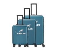 travelite NFL Juego de Maletas Rígidas Philadelphia Eagles, 3 Piezas S/M/L, 36/80/103 L, Carcasa rígida ABS, Juego de Maletas con Cerradura TSA, 4 Ruedas Dobles y Fuelle de expansión Talla M