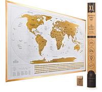 Travelization Mapa del mundo para rascar XL con banderas - 36 x 24 Fácil de enmarcar Mapa del mundo para rascar Póster de arte de pared con estados y banderas de EE. UU.