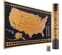 Travelization Mapa rascador de los parques nacionales de los Estados Unidos - Póster de mapa rascador de 24 x 17 con parques nacionales, puntos de referencia, picos más altos y banderas estatales