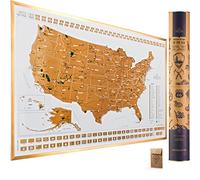 Travelization Mapa rascador de los parques nacionales de los Estados Unidos - Póster de mapa rascador de 24 x 17 con parques nacionales, puntos de referencia, picos más altos y banderas estatales