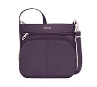 Travelon Bolso cruzado clásico antirrobo N/S para mujer, Purple, 12.5 x 12 x 4, Bandolera clásica antirrobo Norte/Sur