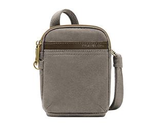 Travelon Mini bolso bandolera antirrobo unisex, Gris Piedra, Talla única, Mini bandolera antirrobo