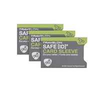 Travelon Safe ID - Juego de 3 Fundas de Cartera de Viaje, Gray, 3.4 x 2.3, Safe ID - Juego de 3 Fundas de Bloqueo RFID