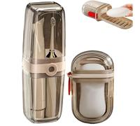 travelToothbrush Case Set - 20cm Portable Storage Box with Soap Container, Compact Organizer | Durable PET Toothbrush Holder for Travel, Bathroom, Camping, Hygiene Kit Storage Box, Lightweight