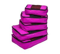 TravelWise, Paquete de 5 Cubos organizadores de Equipaje, 2 pequeños, 2 medianos y 1 Grande, Rosa
