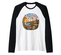 Traverse City MI, Michigan, Grand Bay, Parques de Atracciones Camiseta Manga Raglan