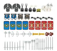 TRavesty Paquete de armas para minifiguras, caballeros ittelevales, paquete de armas, kit de accesorios, incluye Helmsd, armadura, escudo, capas Barding, caballos, compatible con grandes marcas (A)