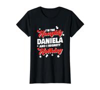 Traviesa Daniela Navidad Diciendo Divertido Nombre Daniela Camiseta gráfica económica, Mujer, Negro, XL
