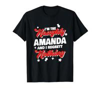 Travieso Amanda Navidad Diciendo Divertido Amanda Nombre Camiseta gráfica económica, Hombre, Negro, S