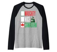 Travieso Niza Canadá Canadiense Navidad British Colombia Diversión Camiseta Manga Raglan