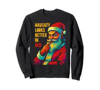 Travieso Se Ve Mejor En Rojo Navidad Santa Navidad Familia Sudadera