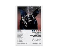 Travis Scott Birds in The Trap Sing McKnight- Impresiones decorativas modernas para dormitorio, sala de estar, oficina con lienzo resistente a la decoloración, 50 x 75 cm, diseño de pájaros de Travis