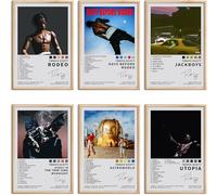 Travis Scott - Juego de 6 pósteres firmados con portada de álbum, arte de pared en lienzo para estética de habitación, decoración de pared de dormitorio, sin marco, 8 x 12 pulgadas