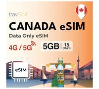 travSIM Canada eSIM | 6GB Datos con velocidades 4G/5G | USA tu eSIM en CA y USA | Plan en eSIM Canada es Válido por 7 Días