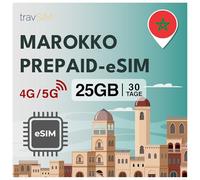 travSIM eSIM Marruecos | 30 días - 25 GB de datos SIM | datos de alta velocidad 5G/4G | acceso ilimitado a Internet para Google, Facebook, Whatsapp, Instagram y más