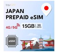 travSIM Japan eSIM | 30 días - 15GB de Datos | Datos de Alta Velocidad 5G/4G | eSIM Japón con Acceso Ilimitado a Google, Facebook, Whatsapp, Instagram y más