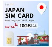 travSIM Japan SIM | 15 días - 10GB de Datos | Datos de Alta Velocidad 5G/4G | Tarjeta SIM Japón con Acceso Ilimitado a Google, Facebook, Whatsapp, Instagram y más
