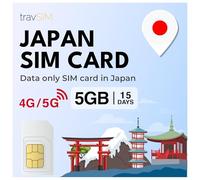 travSIM Japan SIM | 15 días - 5GB de Datos | Datos de Alta Velocidad 5G/4G | Tarjeta SIM Japón con Acceso Ilimitado a Google, Facebook, Whatsapp, Instagram y más