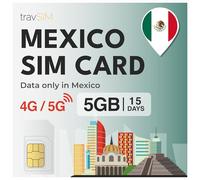 travSIM SIM México| 15 días - 5 GB de Datos SIM | Datos de Alta Velocidad 5G/4G | Acceso Ilimitado a Internet para Google, Facebook, Whatsapp, Instagram y más