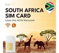travSIM South Africa SIM Card| Utiliza la Red MTN| 100GB de Datos móviles a velocidades 4G | Tarjeta SIM para Sudáfrica Puede Hotspot hasta 3 Dispositivos| Válida Durante 30 días