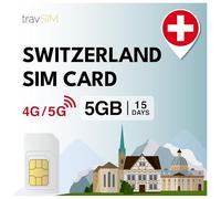 travSIM Suiza Tarjeta SIM | 05GB de Datos SIM - Plan de 15 días de duración | Tarjeta SIM Suiza Ofrece Acceso Ilimitado a Internet para Google, Facebook, Whatsapp, Instagram y más