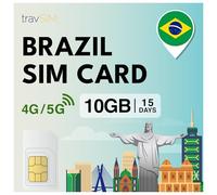 travSIM Tarjeta SIM Brasil | 10GB - 15 días de datos móviles a velocidades 4G/5G | acceso ilimitado a Internet para Google, Facebook, WhatsApp y más