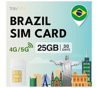 travSIM Tarjeta SIM Brasil | 25 GB - 30 días de datos móviles a velocidades 4G/5G | acceso ilimitado a Internet para Google, Facebook, WhatsApp y más